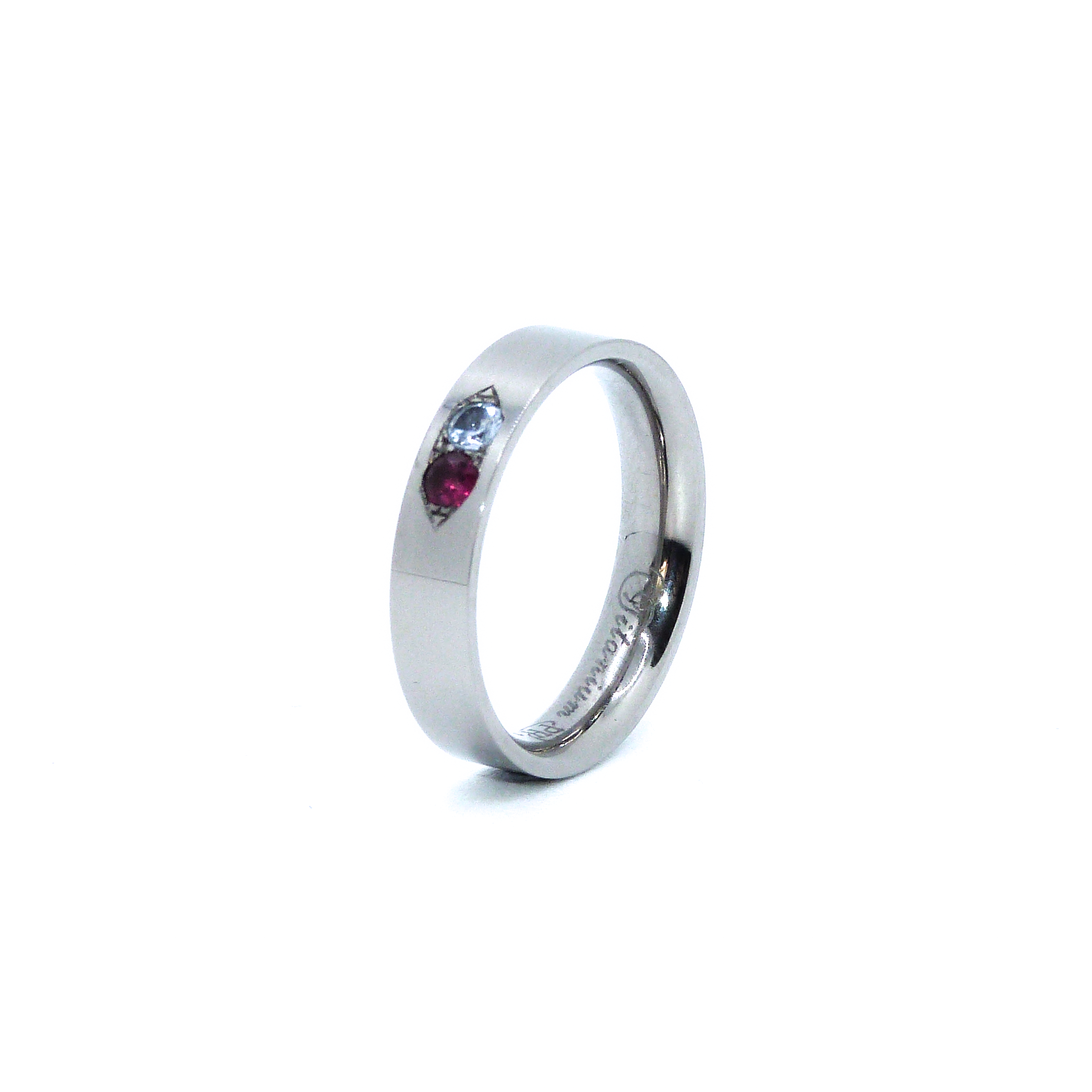 5mm Flat Plus Court Birthstone Titanium Ring view 2