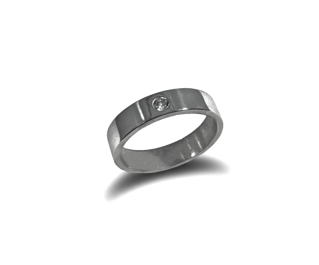 5mm flat-shaped Titanium ring with 3mm Brillant cut diamond