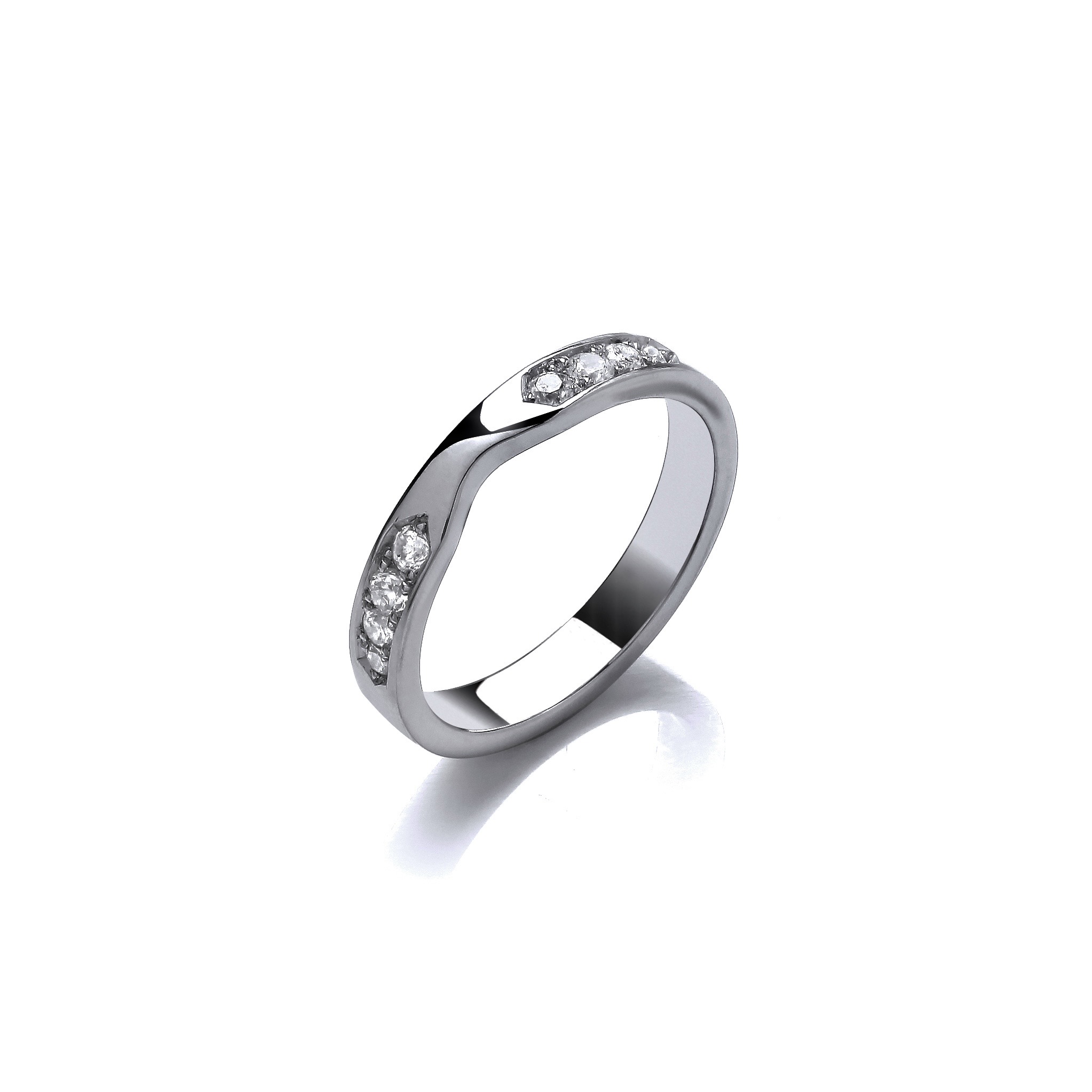 3mm Flat Shaped Titanium Ring with a Cut Plus 8x 2mm Brilliant Cut Diamonds